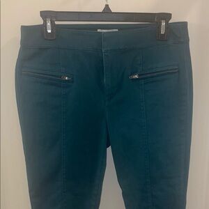 LOFT Teal Ankle Pants with Zipper Detail